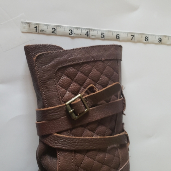 Steve Madden Banddit Sz 7 Leather Brown Moto Buckle Boots quilted Women - Picture 9 of 16